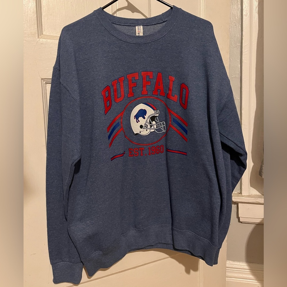Jerzees Buffalo Bills Blue Crewneck Sweater
